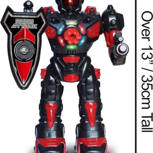 Think Gizmos Large Remote Control Robot Toy for Kids – Superb Fun Toy RC Robot – Awesome Toy That Shoots Missiles, Walks, Talks & Dances (10 Functions) (Black)